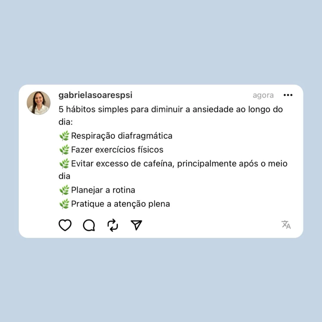 5 hábitos simples para diminuir a ansiedade!